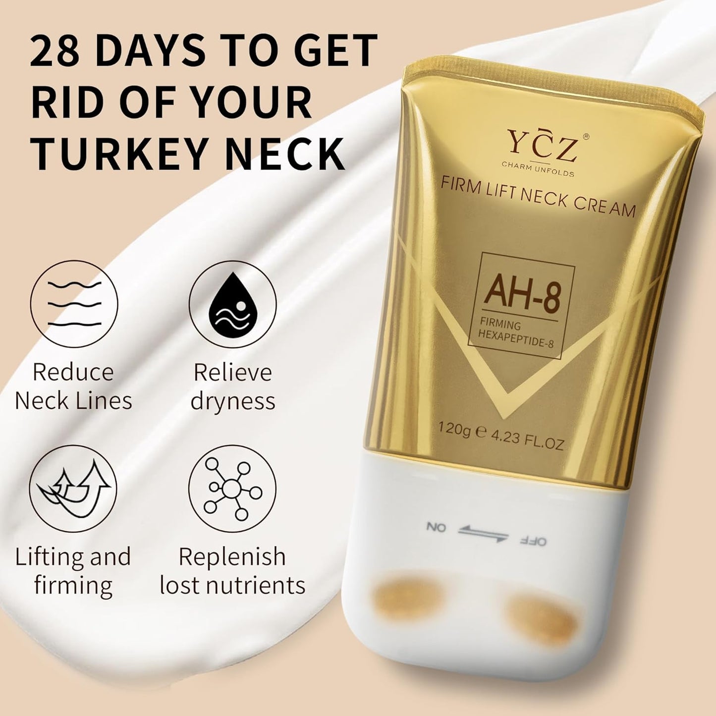 Ycz AH-8 Firming Neck Cream for Crepey Skin Body Care Comfort, Contains Hexapeptide, Moisturizing, Tightening Lotions Cosmetic Skin Care Skin Repair(Pack of 2)